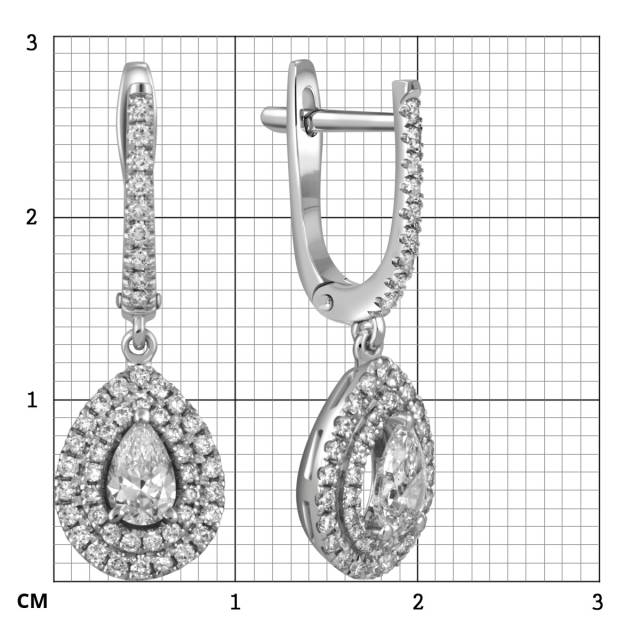 Серьги из белого золота с бриллиантами (052388)