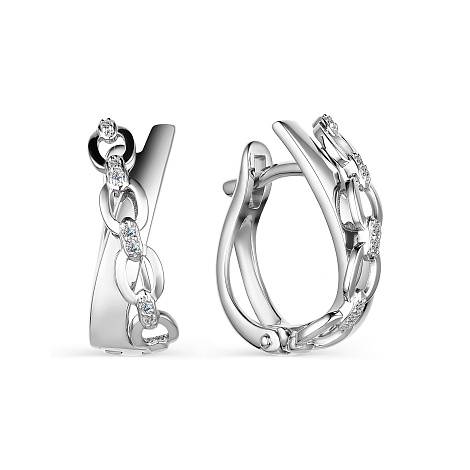 Серьги из белого золота с бриллиантами (046241)