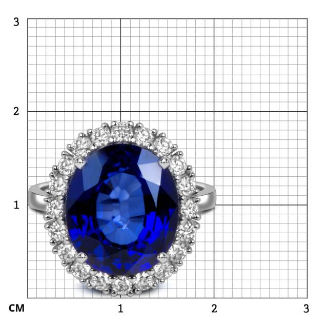 Кольцо из белого золота с бриллиантами и сапфирами (053786)
