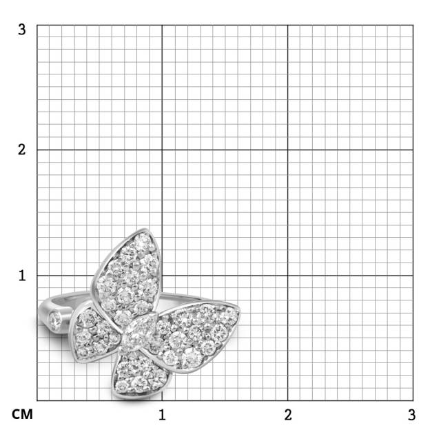 Кольцо из белого золота с бриллиантами "Бабочка" (058453)