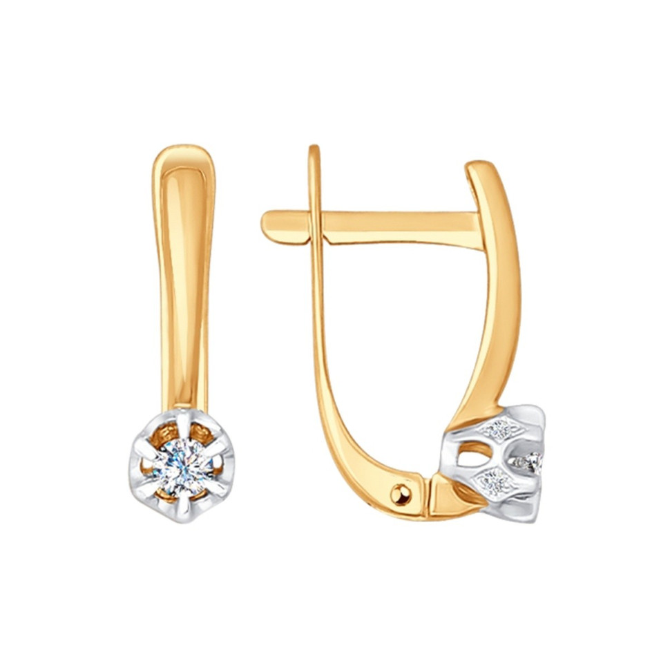 Серьги из комбинированного золота с бриллиантами (025130)