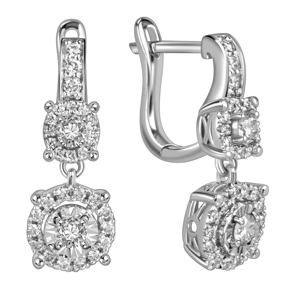 Серьги из белого золота с бриллиантами (060290)