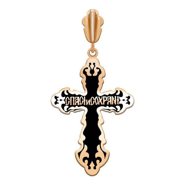 Кулон крест из красного золота с эмалью (038541)