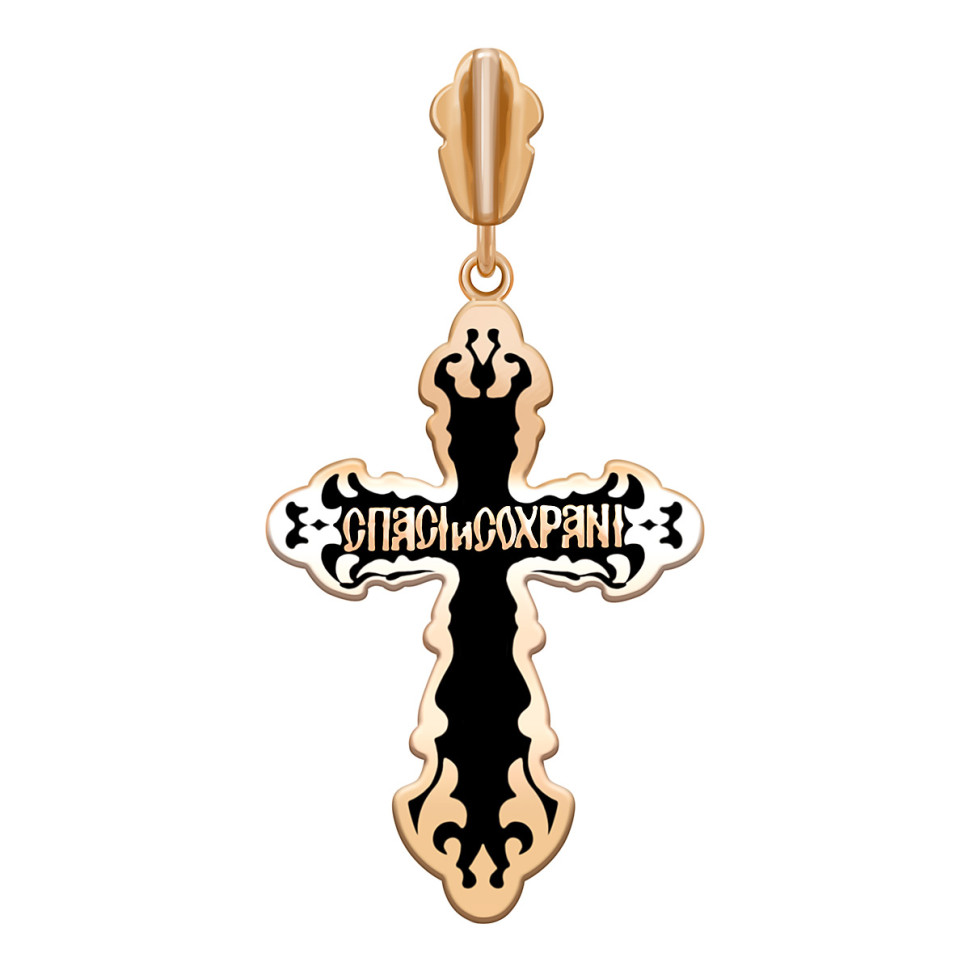 Кулон крест из красного золота с эмалью (038541)