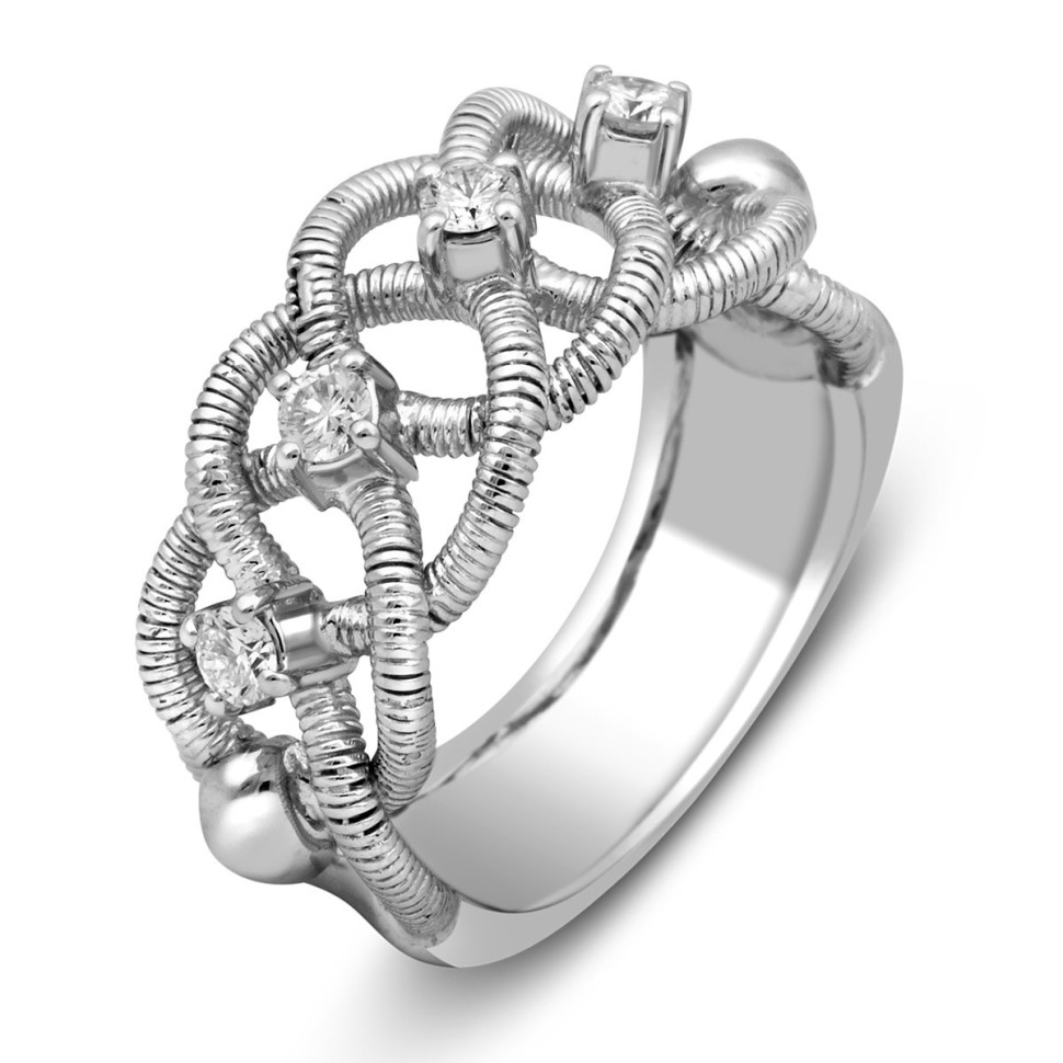 Кольцо из белого золота с бриллиантами (025391)