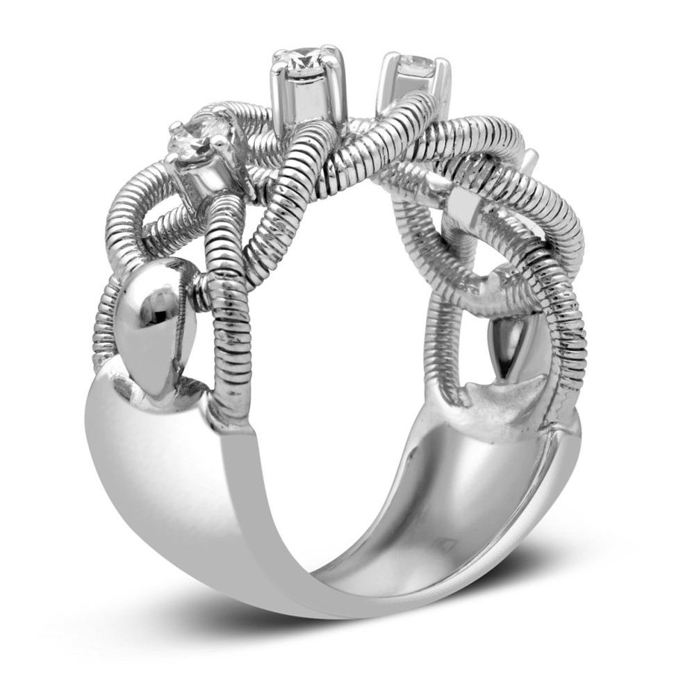 Кольцо из белого золота с бриллиантами (025391)