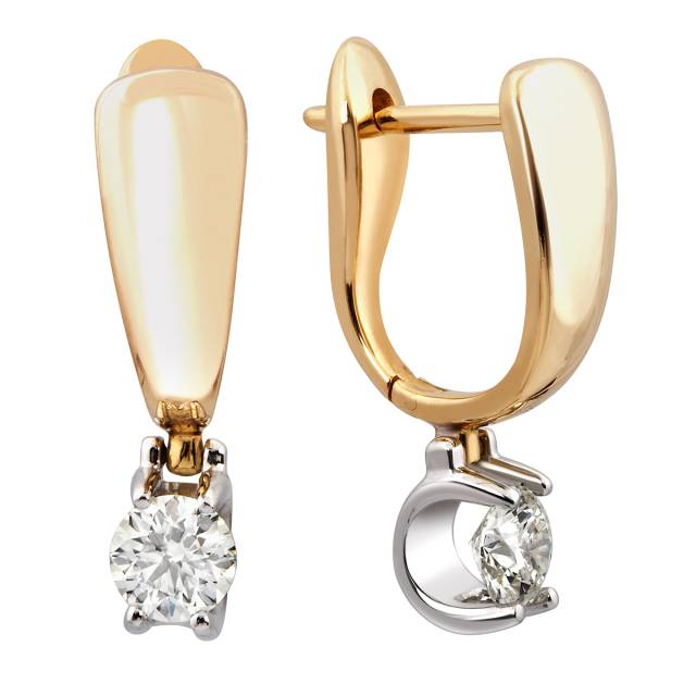 Серьги из комбинированного золота с бриллиантами (028274)