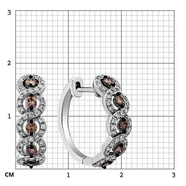 Серьги конго из белого золота с бриллиантами (025332)