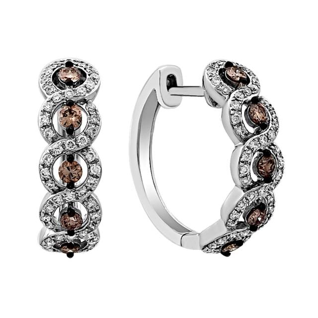 Серьги конго из белого золота с бриллиантами (025332)