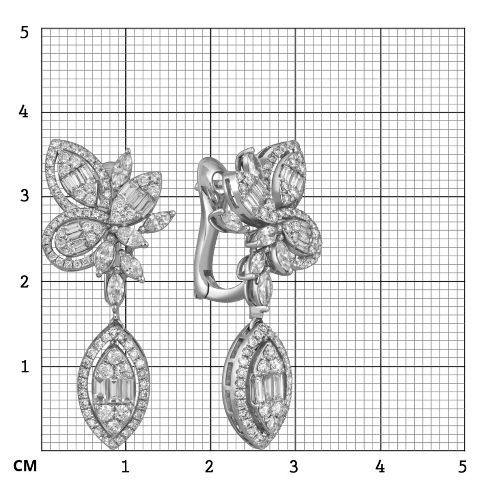 Серьги из белого золота с бриллиантами (054308)