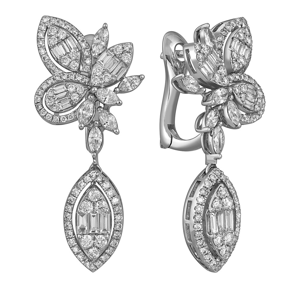 Серьги из белого золота с бриллиантами (054308)