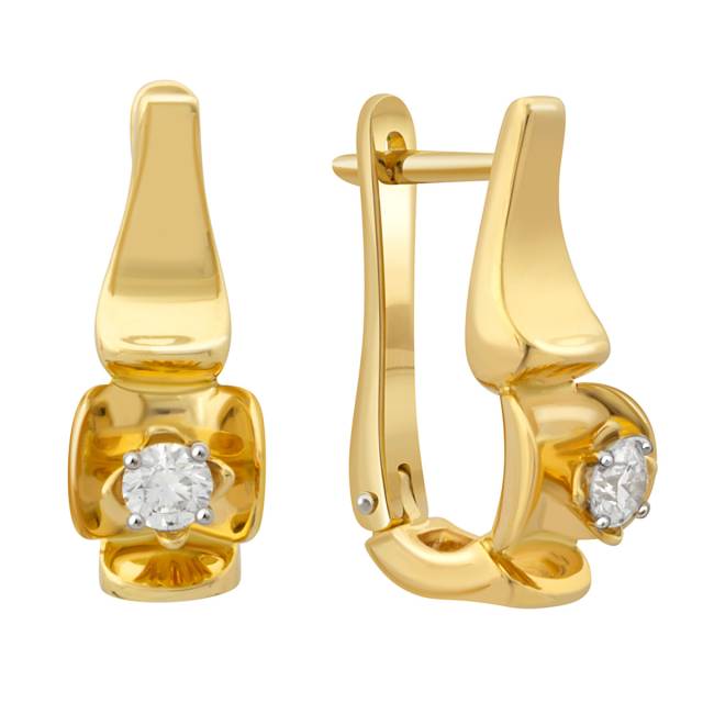 Серьги из жёлтого золота с бриллиантами (027332)