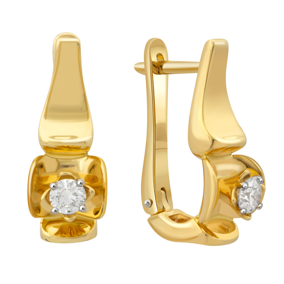 Серьги из жёлтого золота с бриллиантами (027332)