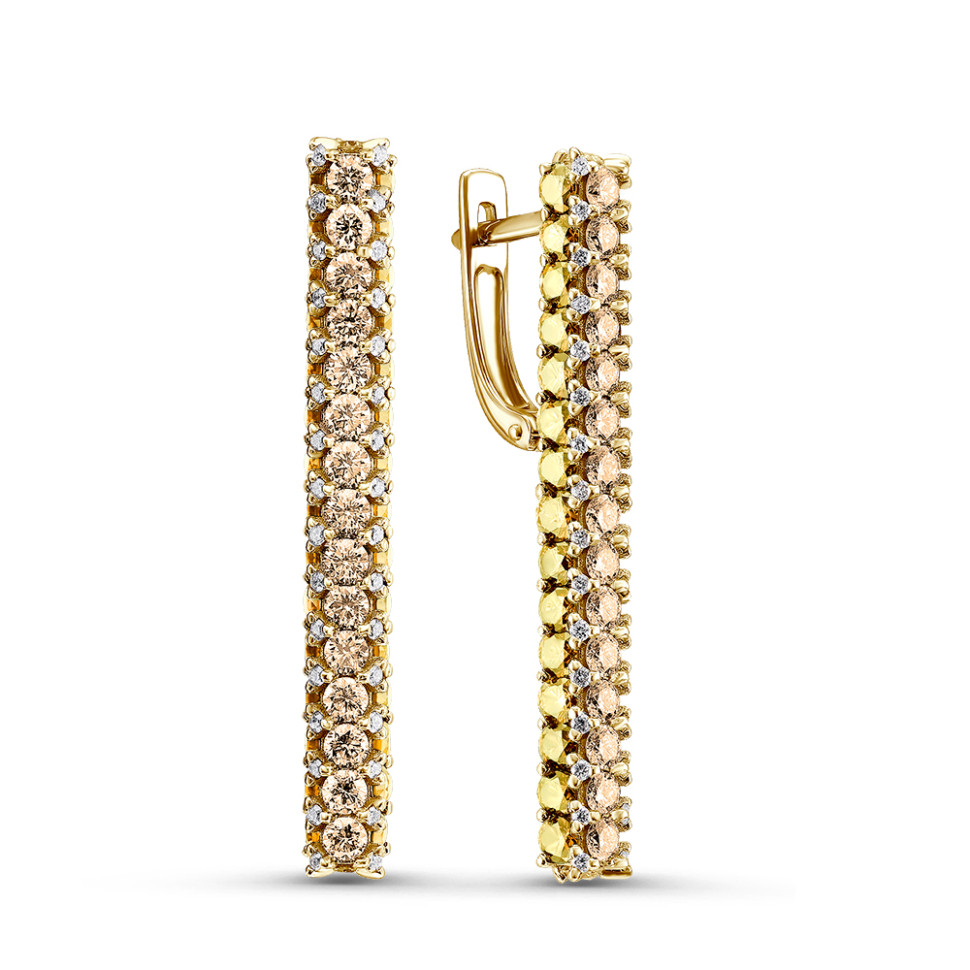 Серьги из жёлтого золота с бриллиантами (051538)