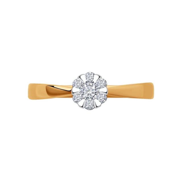 Помолвочное кольцо из красного золота с бриллиантами (048013)