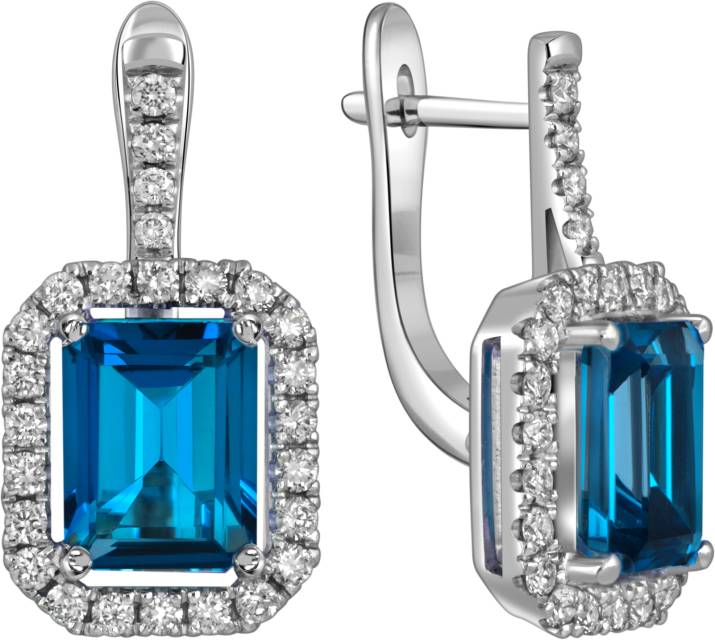 Серьги из белого золота с бриллиантами и топазом лондон (059436)