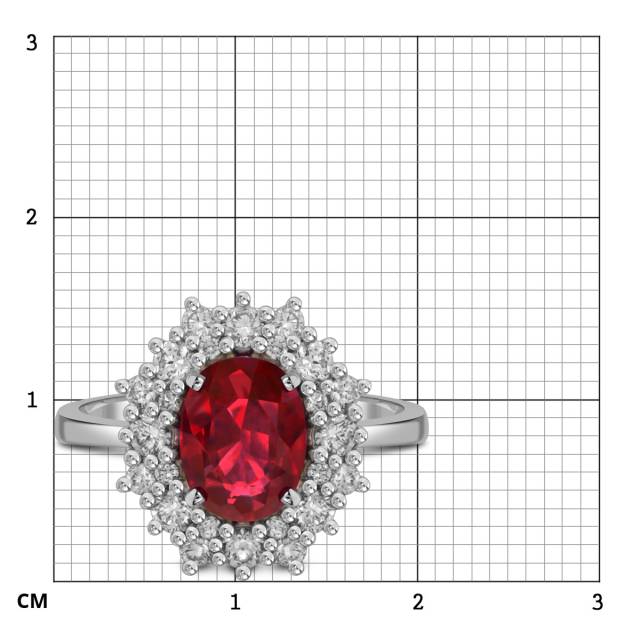 Кольцо из белого золота с бриллиантами и рубином (060167)