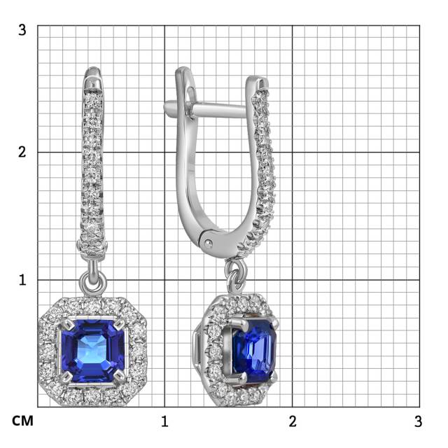 Серьги из белого золота с бриллиантами и сапфирами (060314)