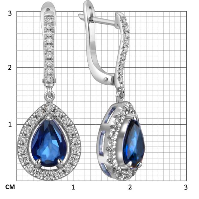 Серьги из белого золота с бриллиантами и сапфирами (060570)