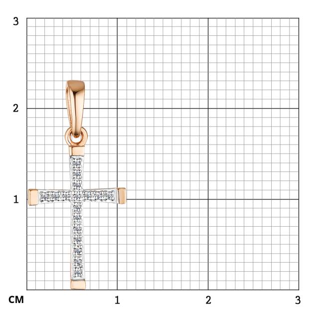 Кулон крест из красного золота с бриллиантами (060596)