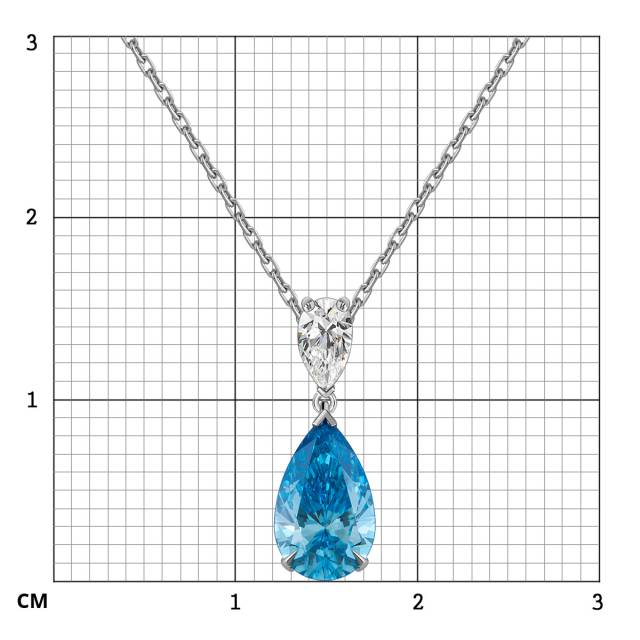 Колье из белого золота с голубым бриллиантом (060844)