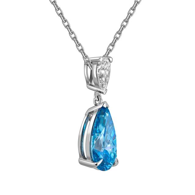 Колье из белого золота с голубым бриллиантом (060844)