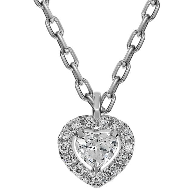 Колье из белого золота с бриллиантами "Сердце" (061636)