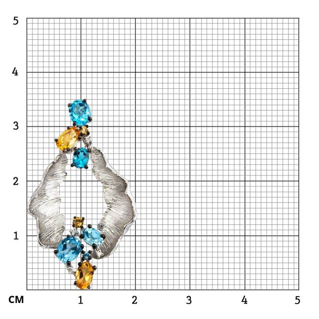 Кулон из белого золота с бриллиантами, тазами и цитринами (011066)