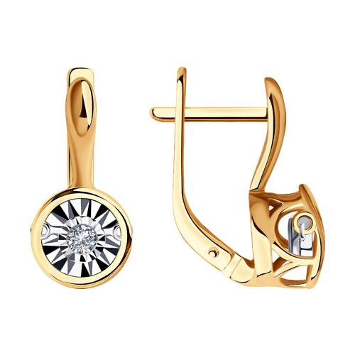 Серьги из комбинированного золота с бриллиантами (047402)