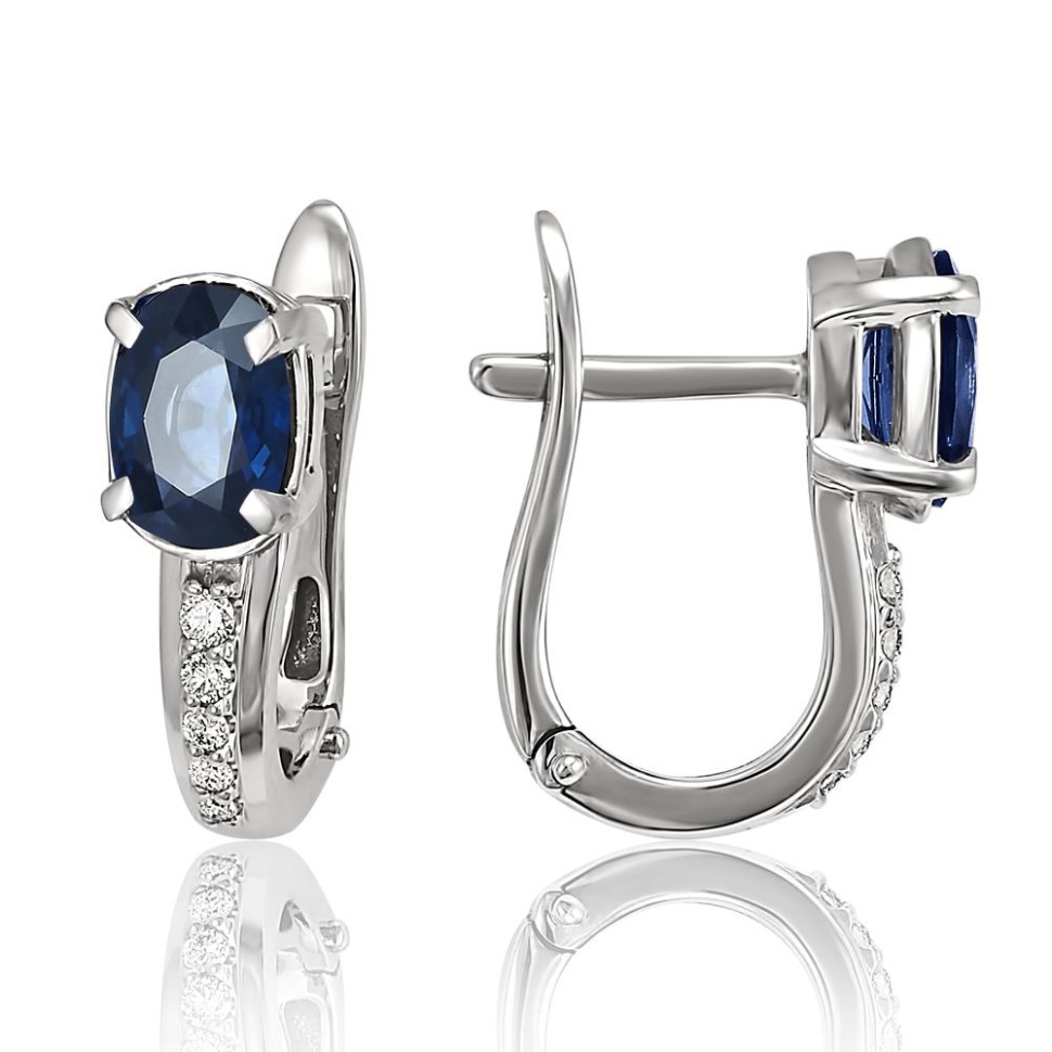 Серьги из белого золота с бриллиантами и сапфирами (051371)