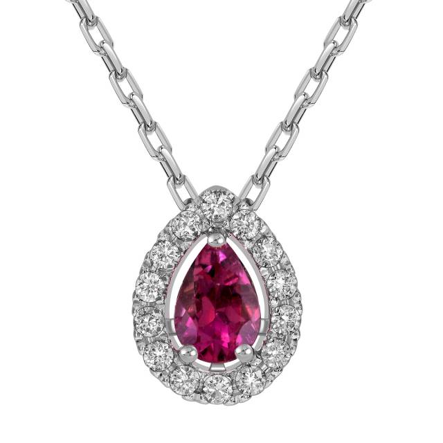 Колье из белого золота с бриллиантами и турмалином (062772)