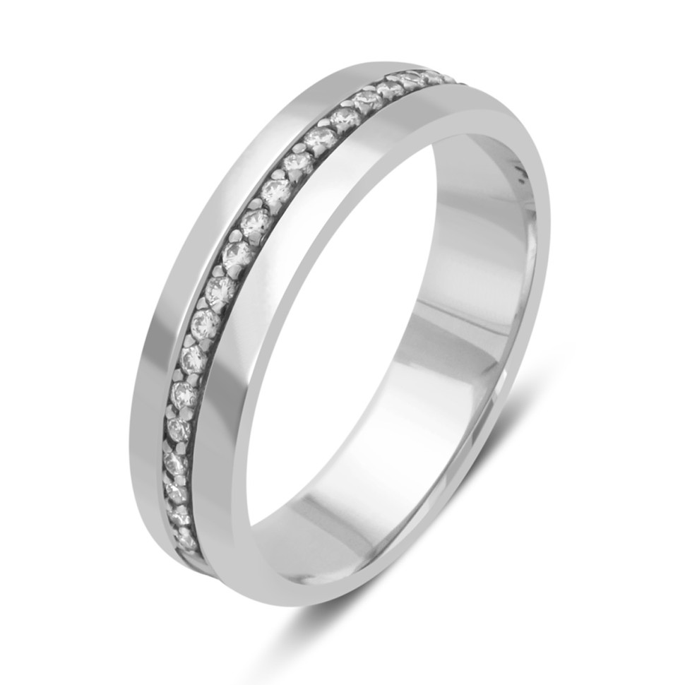 Обручальное кольцо из белого золота с бриллиантами (010662)