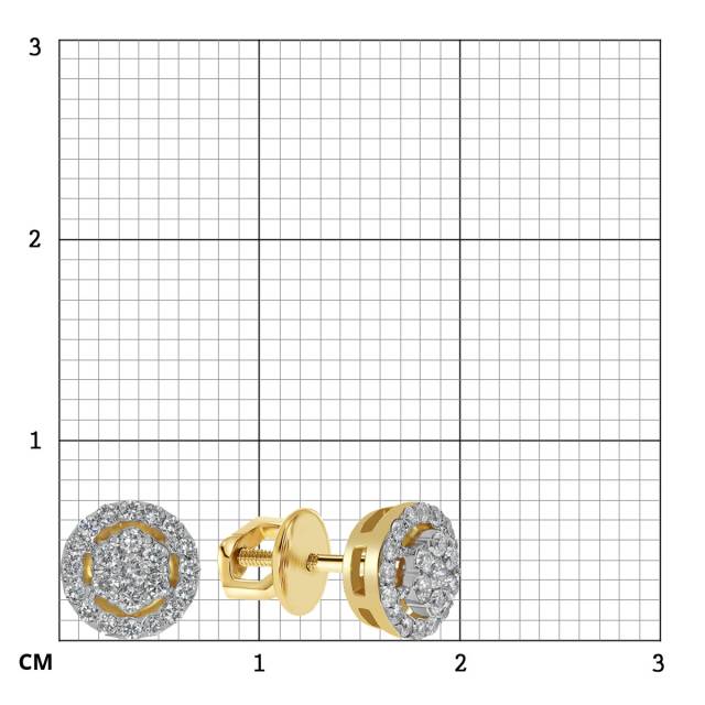 Серьги пусеты из жёлтого золота с бриллиантами (059602)