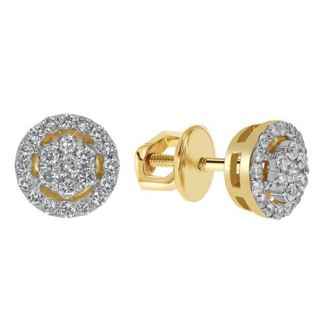 Серьги пусеты из жёлтого золота с бриллиантами (059602)