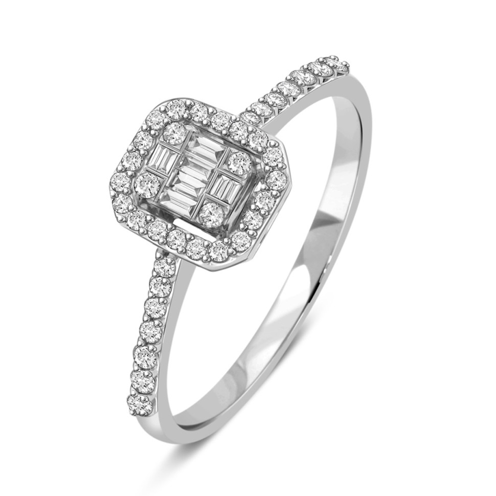 Кольцо из белого золота с бриллиантами (041041)