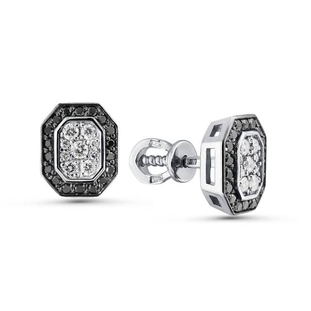 Серьги пусеты из белого золота с бриллиантами (061727)