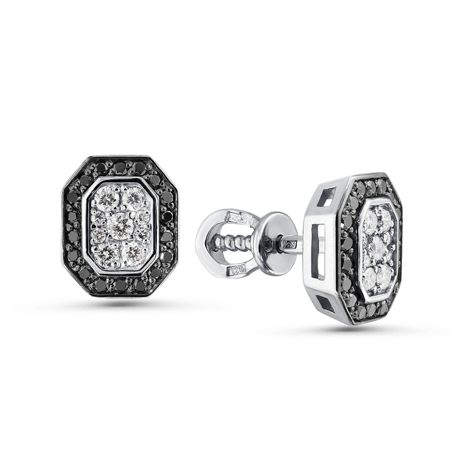 Серьги пусеты из белого золота с бриллиантами (061727)