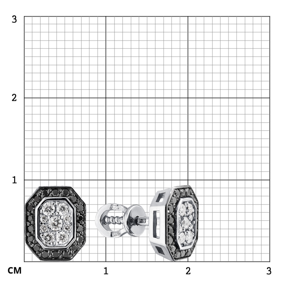 Серьги пусеты из белого золота с бриллиантами (061727)