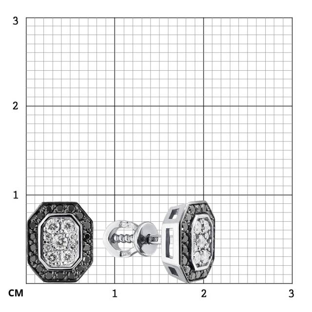 Серьги пусеты из белого золота с бриллиантами (061727)