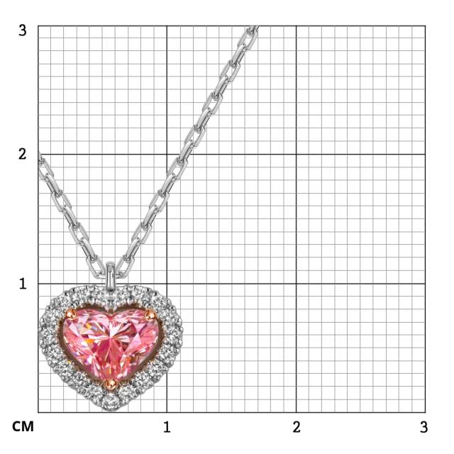 Колье из белого золота с розовым бриллиантом "Сердце" (060840)