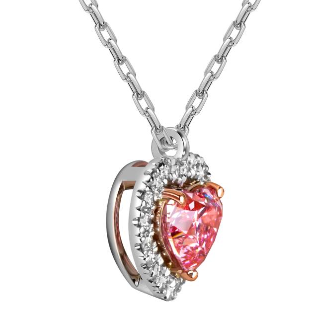 Колье из белого золота с розовым бриллиантом "Сердце" (060840)