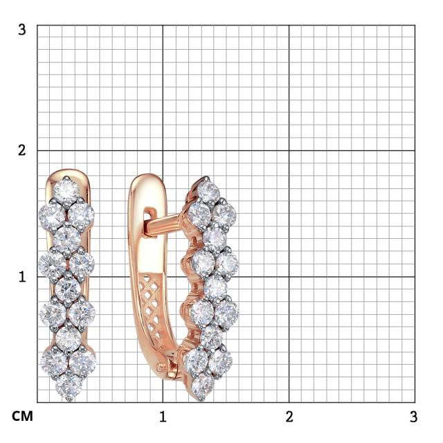 Серьги из красного золота с бриллиантами (050038)