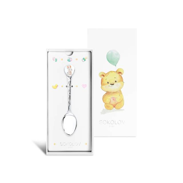 Ложка детская из серебра 925 пробы "Зайка" (045912)