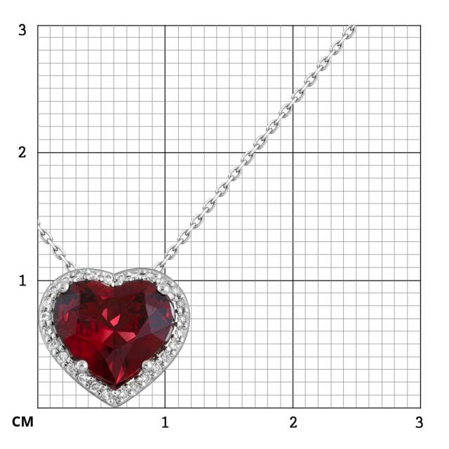 Колье из белого золота с бриллиантами и турмалином Сердце (063137)
