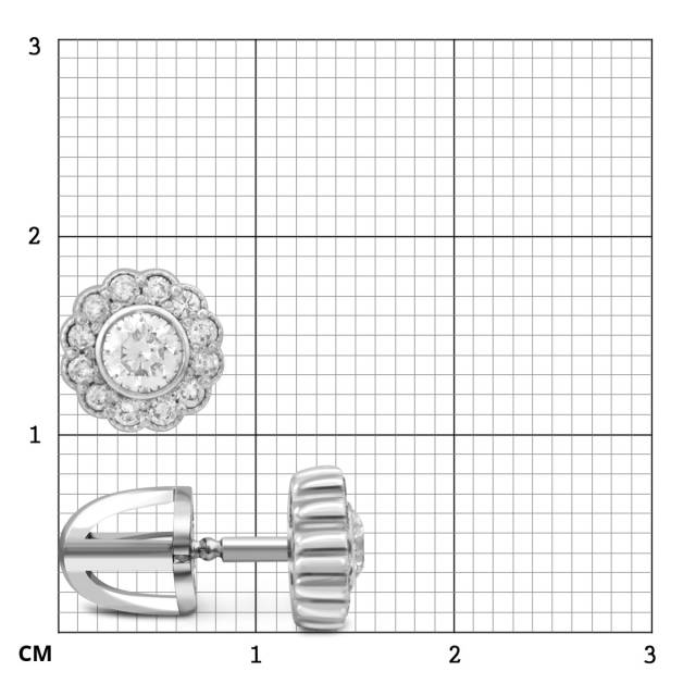 Серьги пусеты из белого золота с бриллиантами (032057)