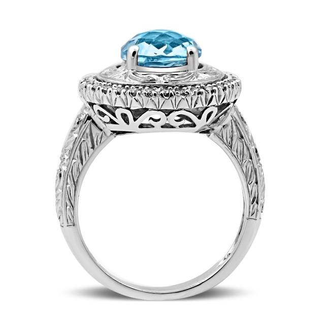 Кольцо из белого золота с бриллиантами и топазом (021052)