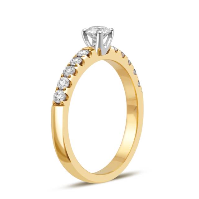 Помолвочное кольцо из комбинированного золота с бриллиантами (059709)