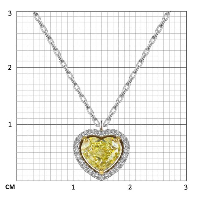 Колье из белого золота с жёлтым бриллиантом "Сердце" (060848)