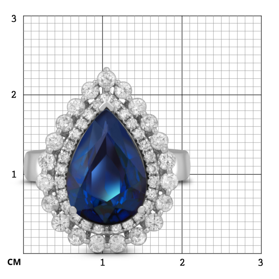 Кольцо из белого золота с бриллиантами и сапфиром (047600)