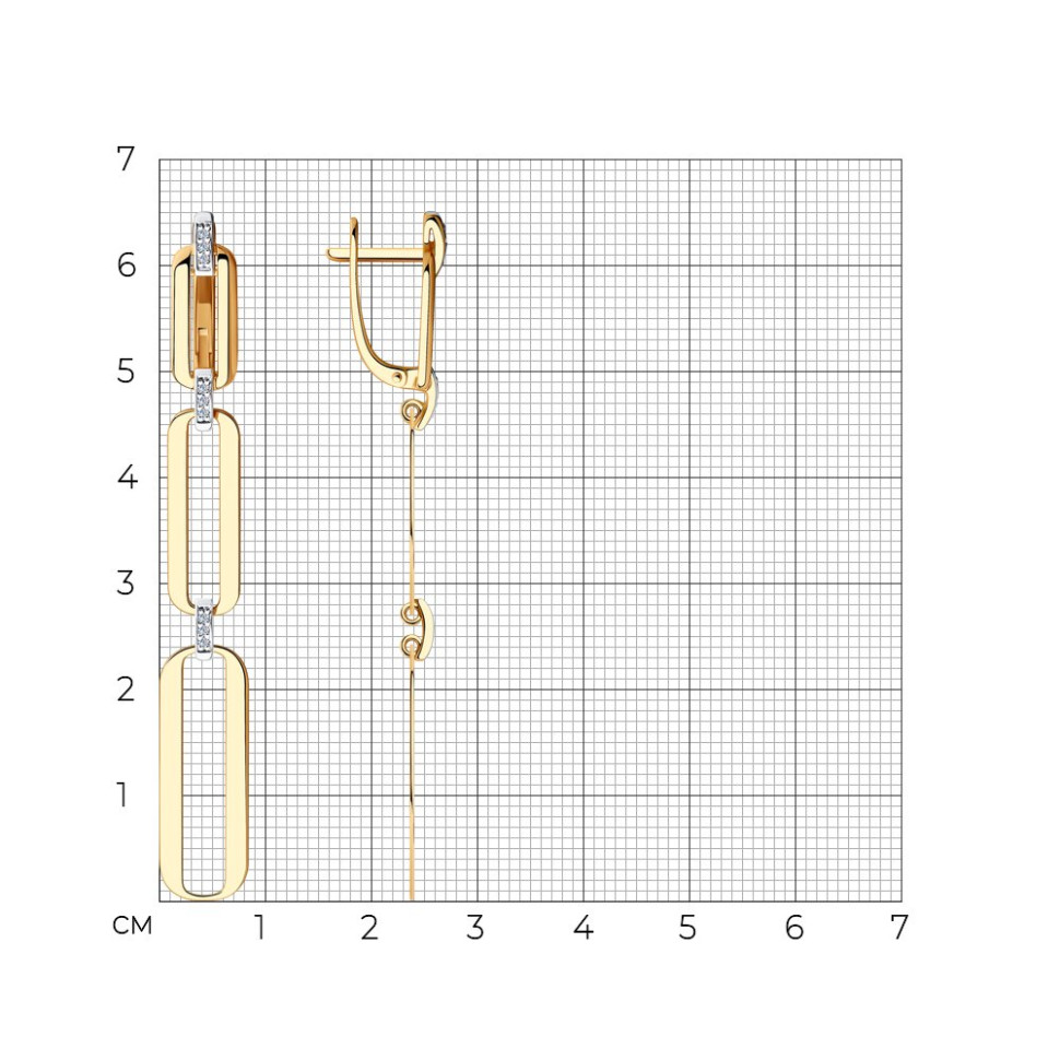 Серьги из красного золота с бриллиантами (045069)